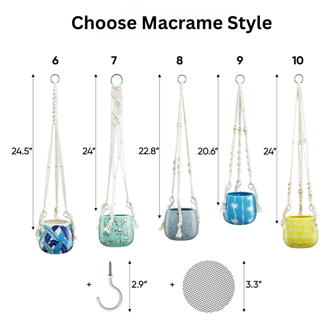 Terracotta Hanging Planter with Macrame Hanging Planter