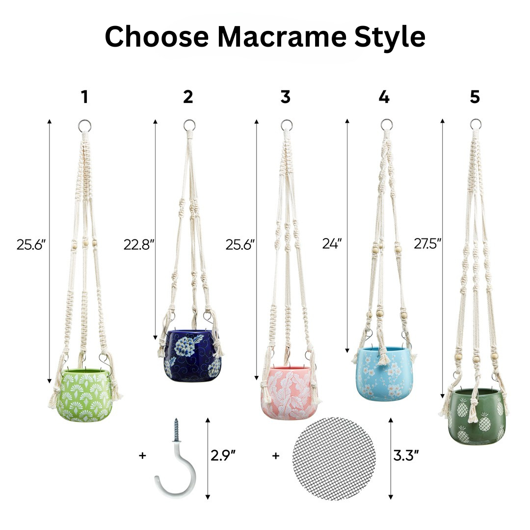 Terracotta Hanging Planter with Macrame Hanging Planter