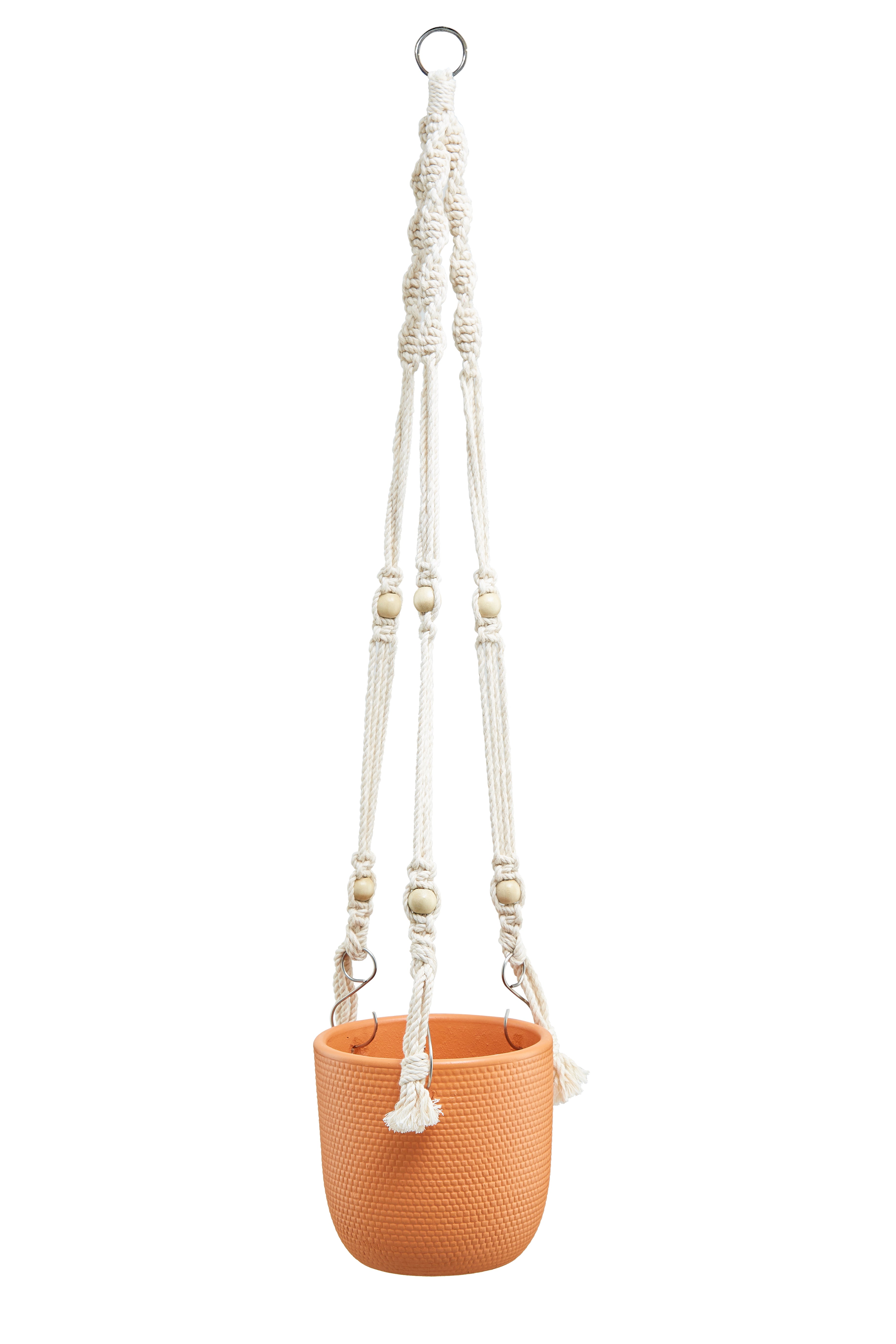 Hanging Planter - Macrame Plant Hanger - 5 inch planter - Drainage Hole