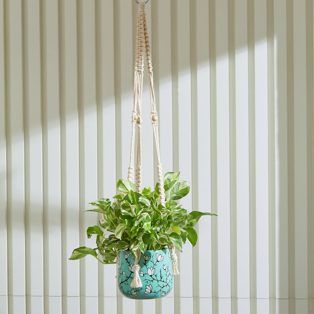 Hanging Planter - Macrame Plant Hanger - 5 inch planter - Drainage Hole