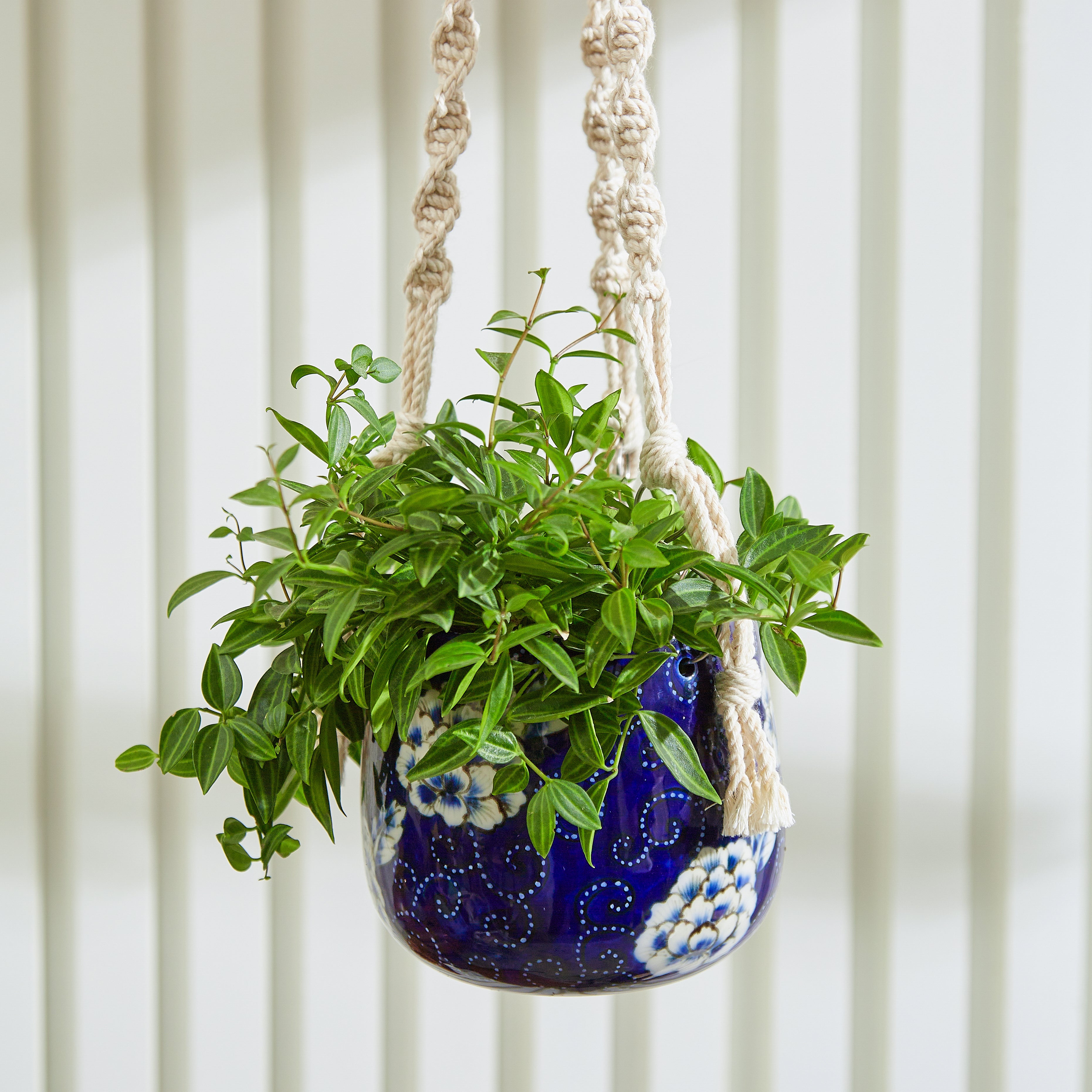 Hanging Planter - Macrame Plant Hanger - 5 inch planter - Drainage Hole