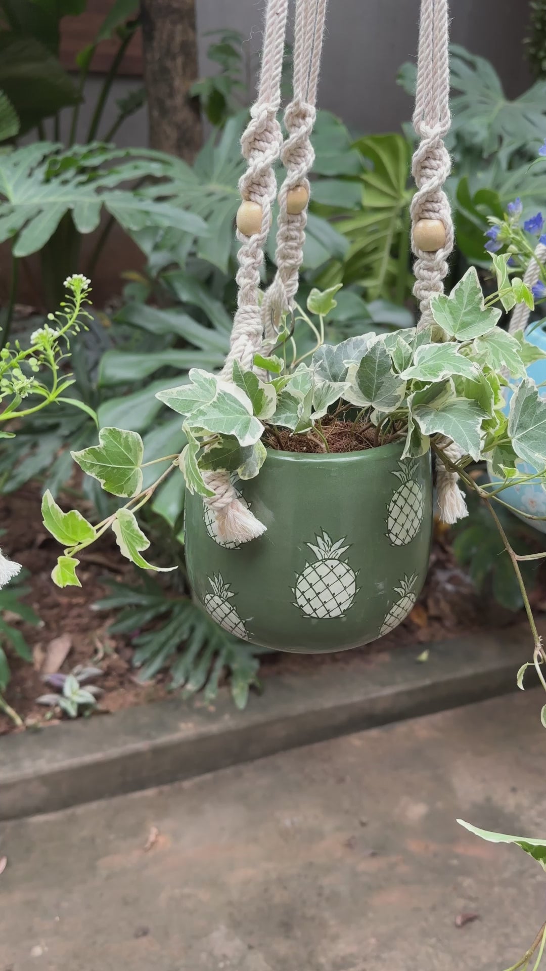 Macrame Plant Hanger - Hanging Planter - 5 inch planter - Drainage Hole