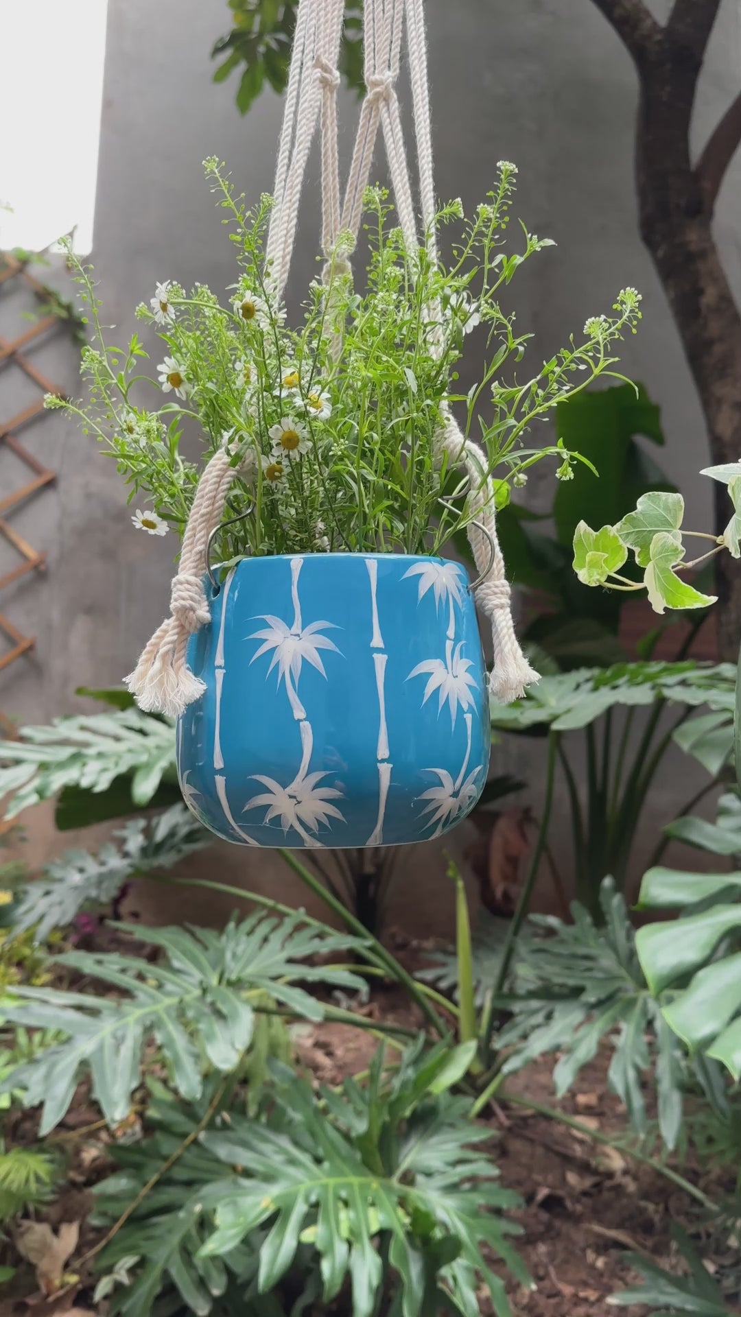Macrame Plant Hanger - Hanging Planter - 5 inch planter - Drainage Hole