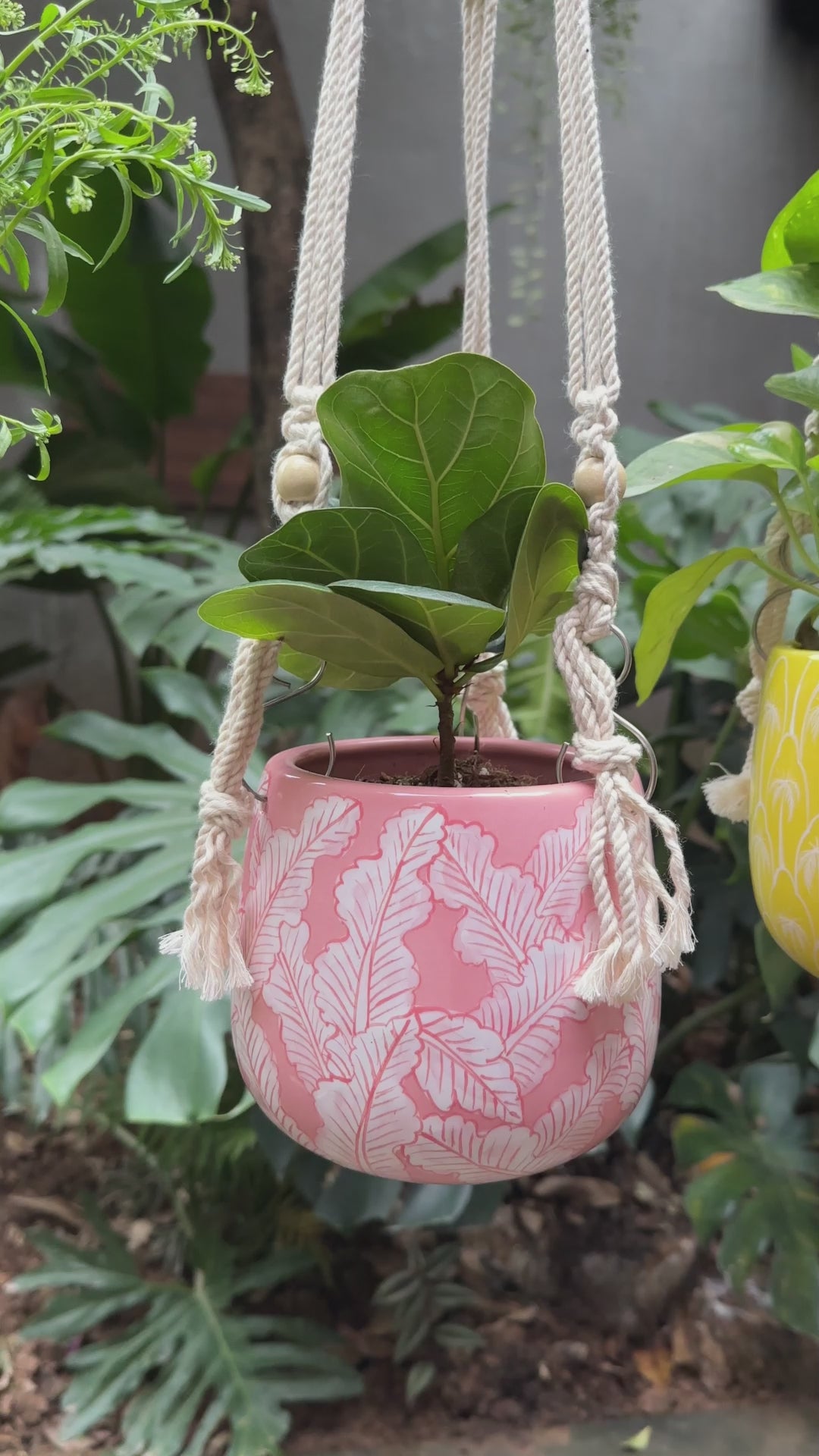 Macrame Plant Hanger - Hanging Planter - 5 inch planter - Drainage Hole