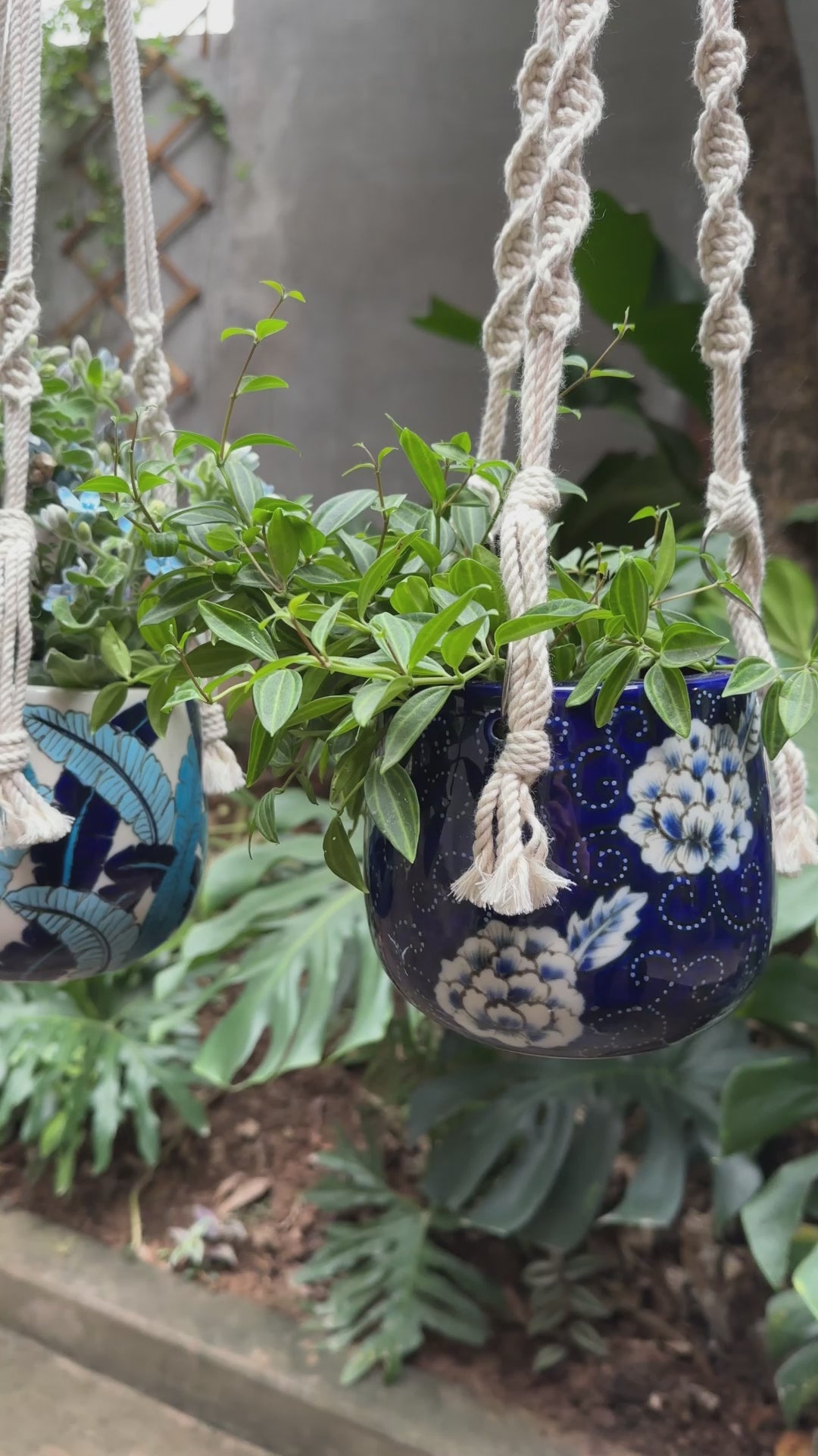 Hanging Planter - Macrame Plant Hanger - 5 inch planter - Drainage Hole