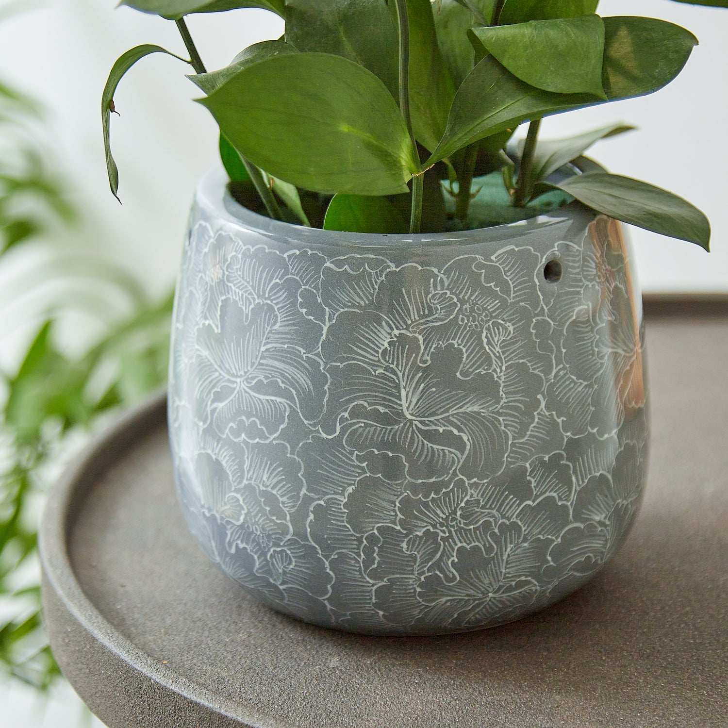 Tabletop planter - office planter - decorative planter - Grey Ceramic Planter