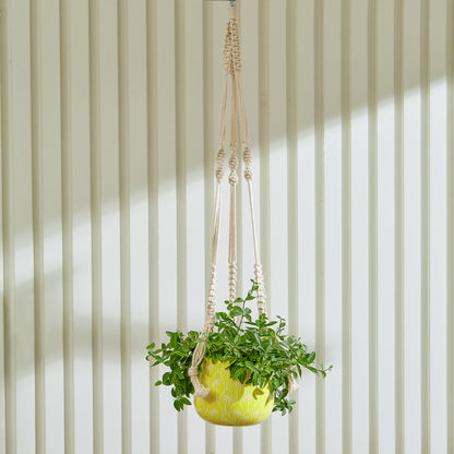 macrame plant hanger hook Yellow Hanging Planter with Macrame Plant Hanger – GomQ