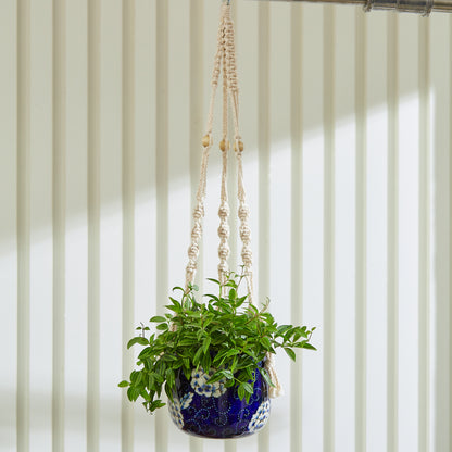 Hanging Planter  - Macrame Plant Hanger - 5 inch planter - Drainage Hole