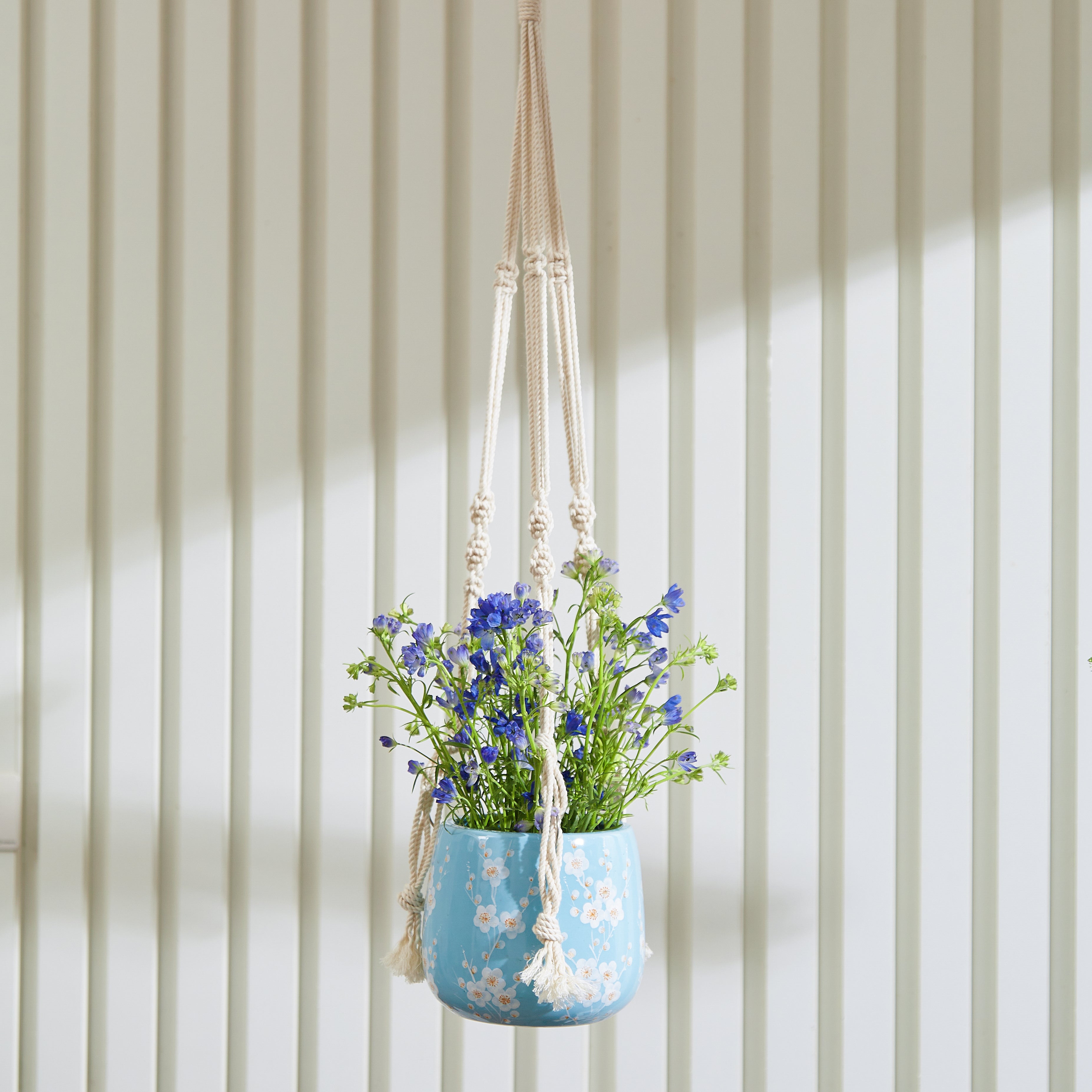 Hanging Planter  - Macrame Plant Hanger - 5 inch planter - Drainage Hole