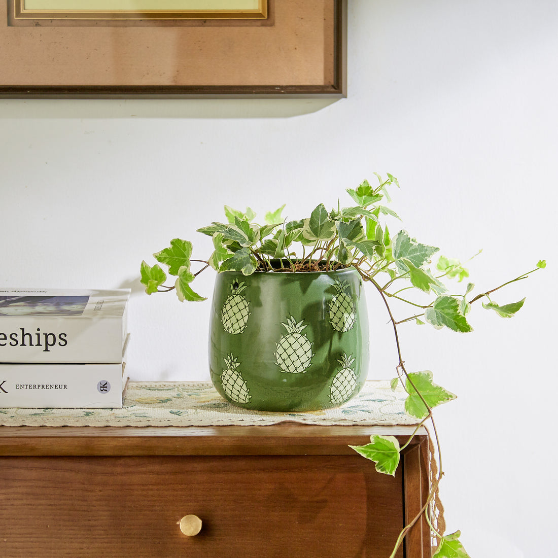 Tabletop planter - office planter - decorative planter - Green Ceramic Planter