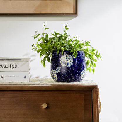 Tabletop planter - office planter - decorative planter - Dark Blue Ceramic Planter