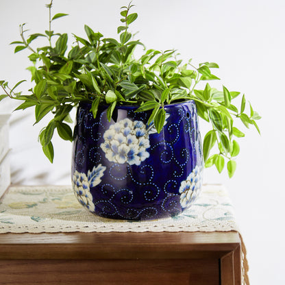 Tabletop planter - office planter - decorative planter - Dark Blue Ceramic Planter