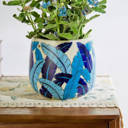 Tabletop planter - office planter - decorative planter - blue ceramic planter