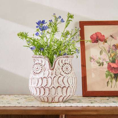 Tabletop planter - office planter - decorative planter - White Washed Ceramic Planter