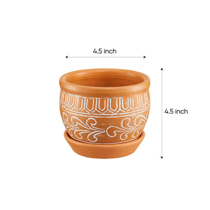 5 inch planter - Tabletop planter - office planter - decorative planter - Terracotta Planter with Saucer